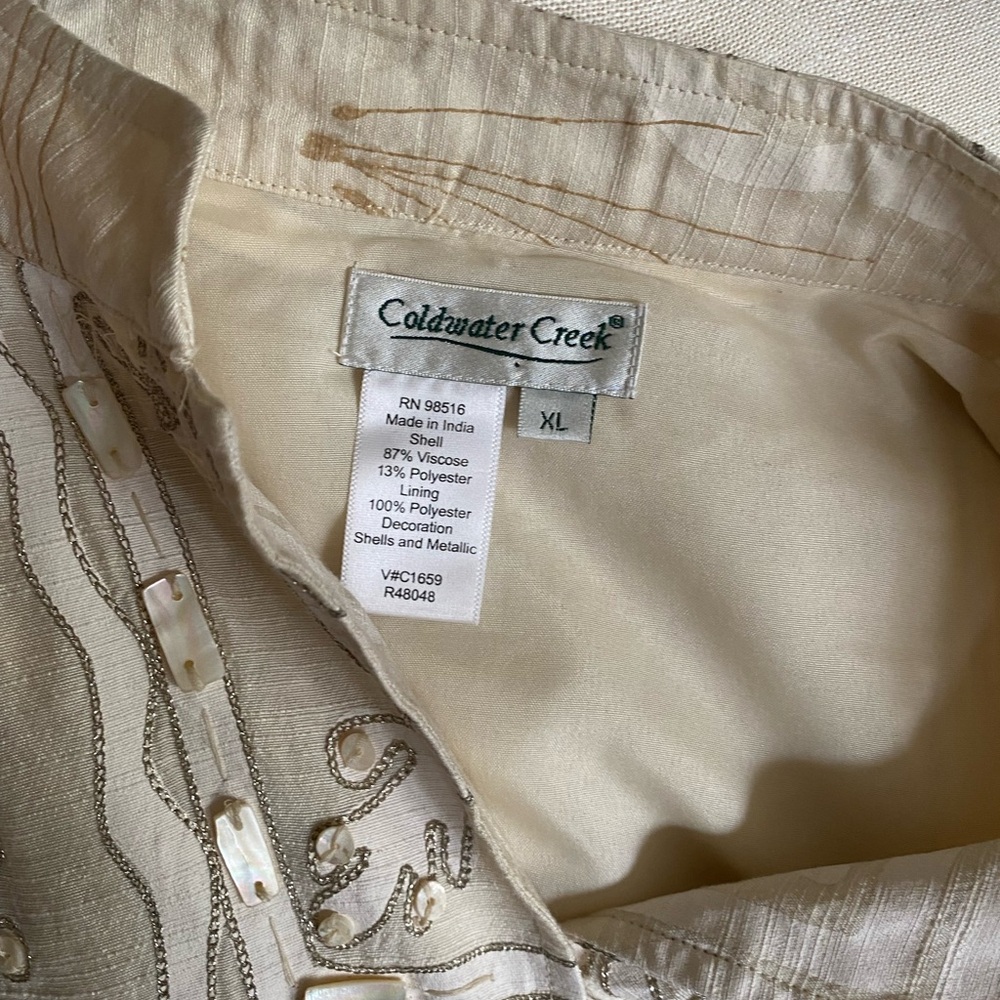 Beige Colored Jacket With Shell Beads - image 4